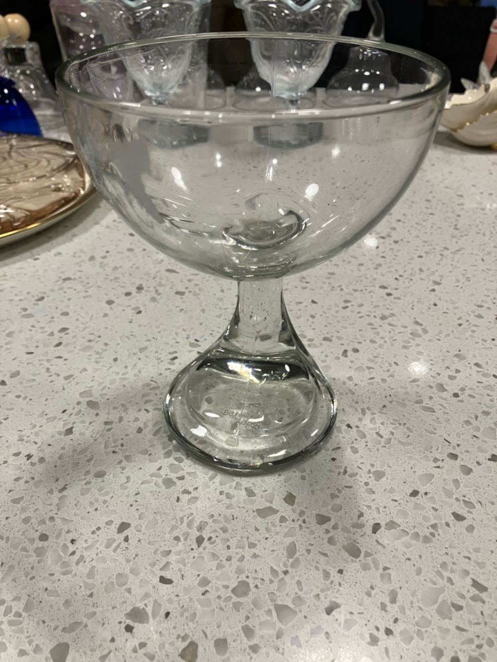 Bormioli Rocco Vintage Curved Foot Italian Clear Glass Dessert Cups Set of 2